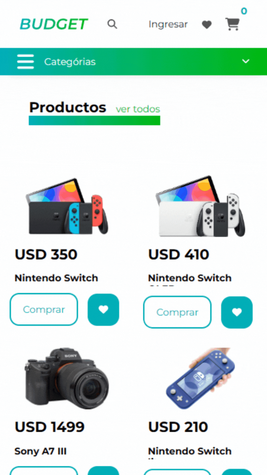 Desarrollo web para Budget